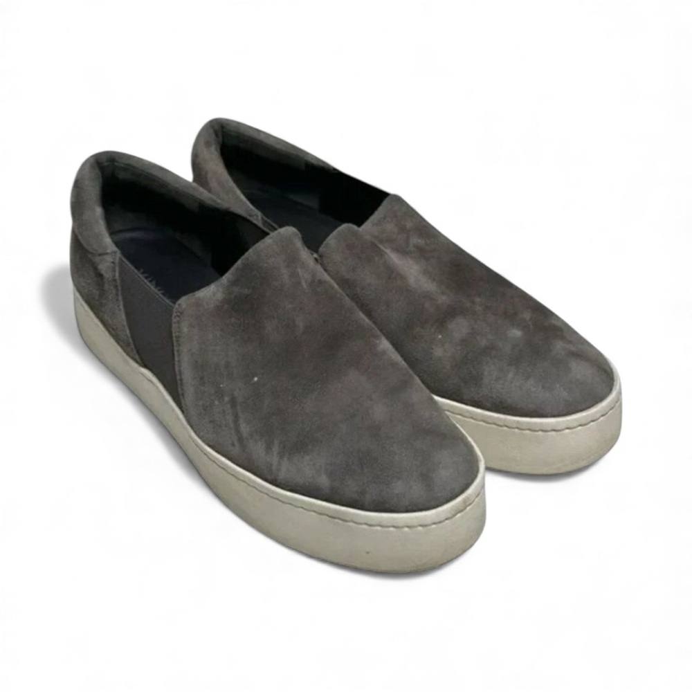 Vince Preston‎ Suede Slip-On Sneaker in Dark Gray Steel Size 8